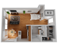 Cayuga Lofts 0x1 A Studio Sample Floor Plan