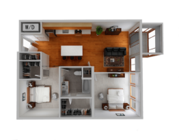 Cayuga Lofts 1x1 Sample Apartment Floor Plan