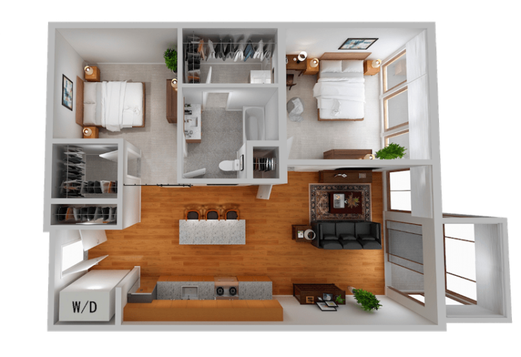 Cayuga Lofts 1x1 F Apartment Sample Floor Plan