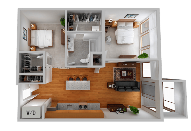 Cayuga Lofts 1x1 F Apartment Sample Floor Plan