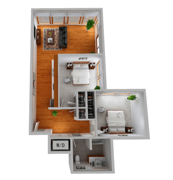 Cayuga Lofts 2x1 D Apartment Sample Floor Plan