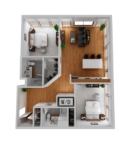 Cayuga Lofts 2x2 B Apartment Sample Floor Plan