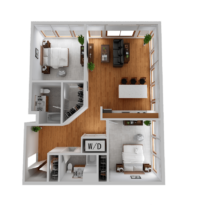 Cayuga Lofts 2x2 B Apartment Sample Floor Plan