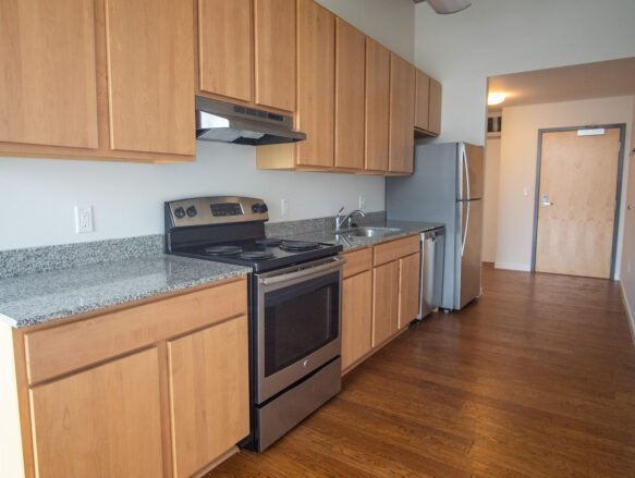 Cayuga Lofts 2x1 D Apartment Sample Kitchen Area